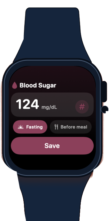 Blood Sugar Apple Watch with navy band